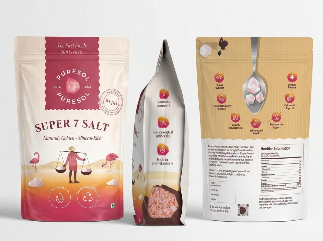 Puresol salt cleaned and packed in recyclable packaging